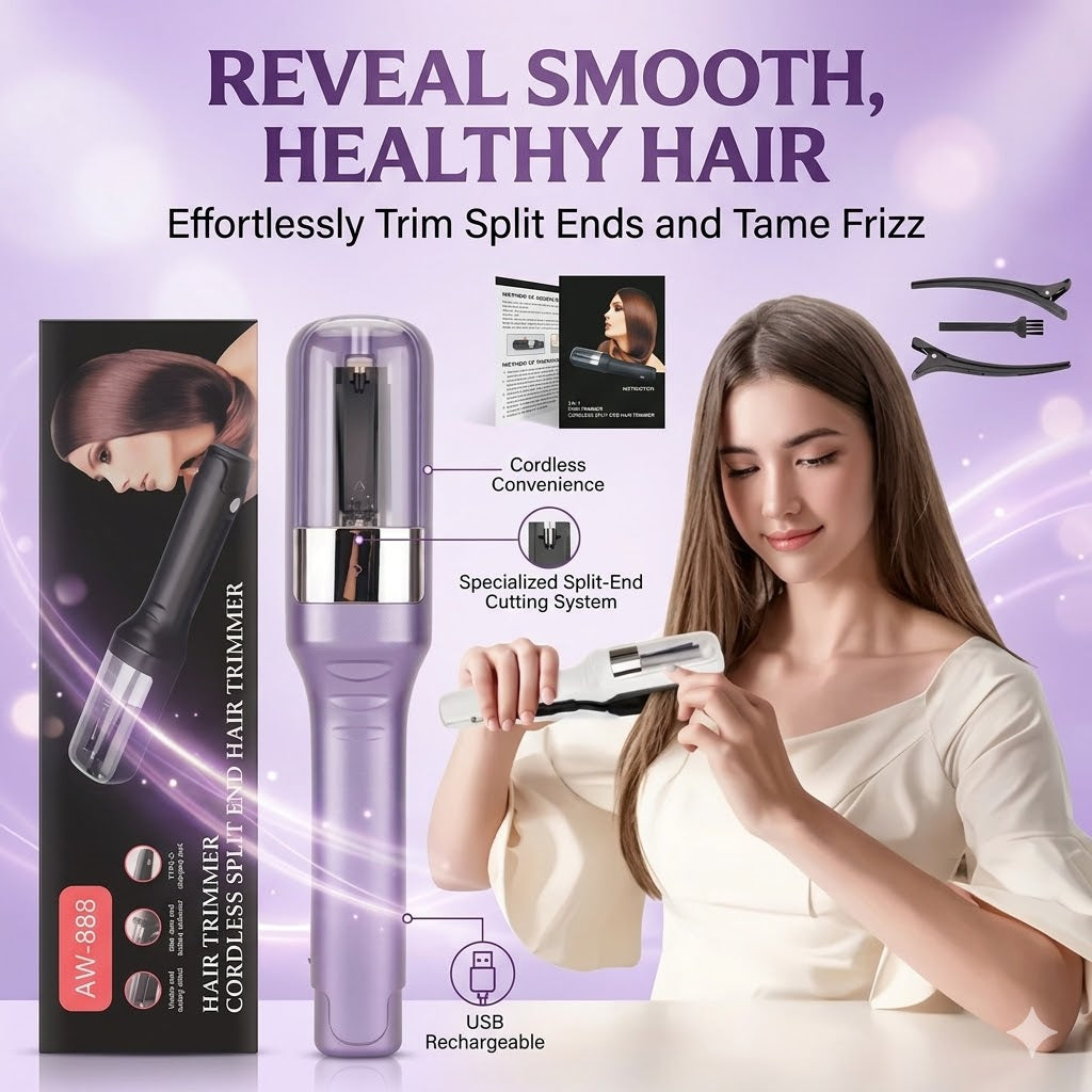 High-Performance Automatic Split End Remover – Rechargeable Hair Trimming Tool